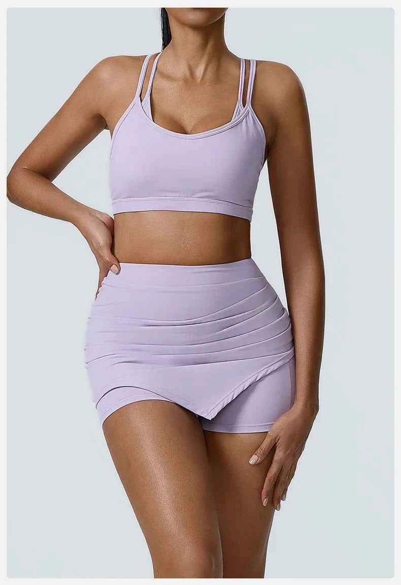 Yoga Sets 2 Pieces Workout Sets for Women Tracksuit Sportswear Gym Clothes High Waist Shorts Outfits Running Suits Fitness Bras