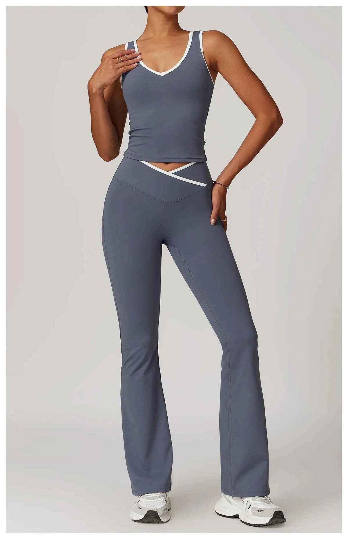 Yoga Set 2 Pieces Workout Outfits Fitness Sportswear Gym Tracksuit High Waist Leggings Sports Bra Athletic Wear Women Clothes