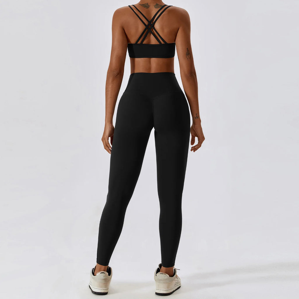 High Waist Leggings And Seamless Top Two Piece Set