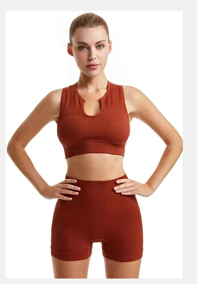 Gym Set Workout Clothes for Women Seamless Leggings Sports Bra Yoga Set Female Clothing High Waist Shorts Women Tracksuit