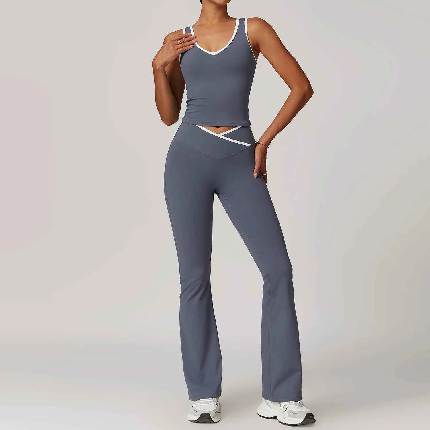 Yoga Set 2 Pieces Workout Outfits Fitness Sportswear Gym Tracksuit High Waist Leggings Sports Bra Athletic Wear Women Clothes