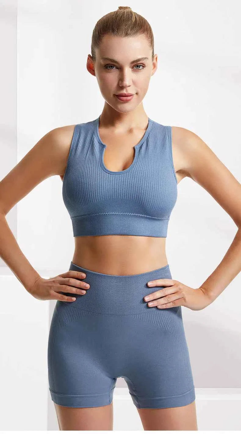 Gym Set Workout Clothes for Women Seamless Leggings Sports Bra Yoga Set Female Clothing High Waist Shorts Women Tracksuit